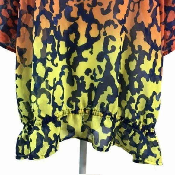 Lane Bryant ombre multi  colored beaded vee neck batwing sheer top SZ 22/24 - Picture 5 of 12